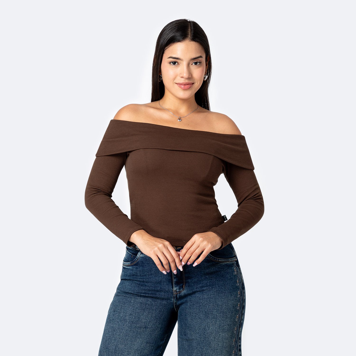 Polo Off Shoulder Rib Lycrado M/L Byeol Chocolate